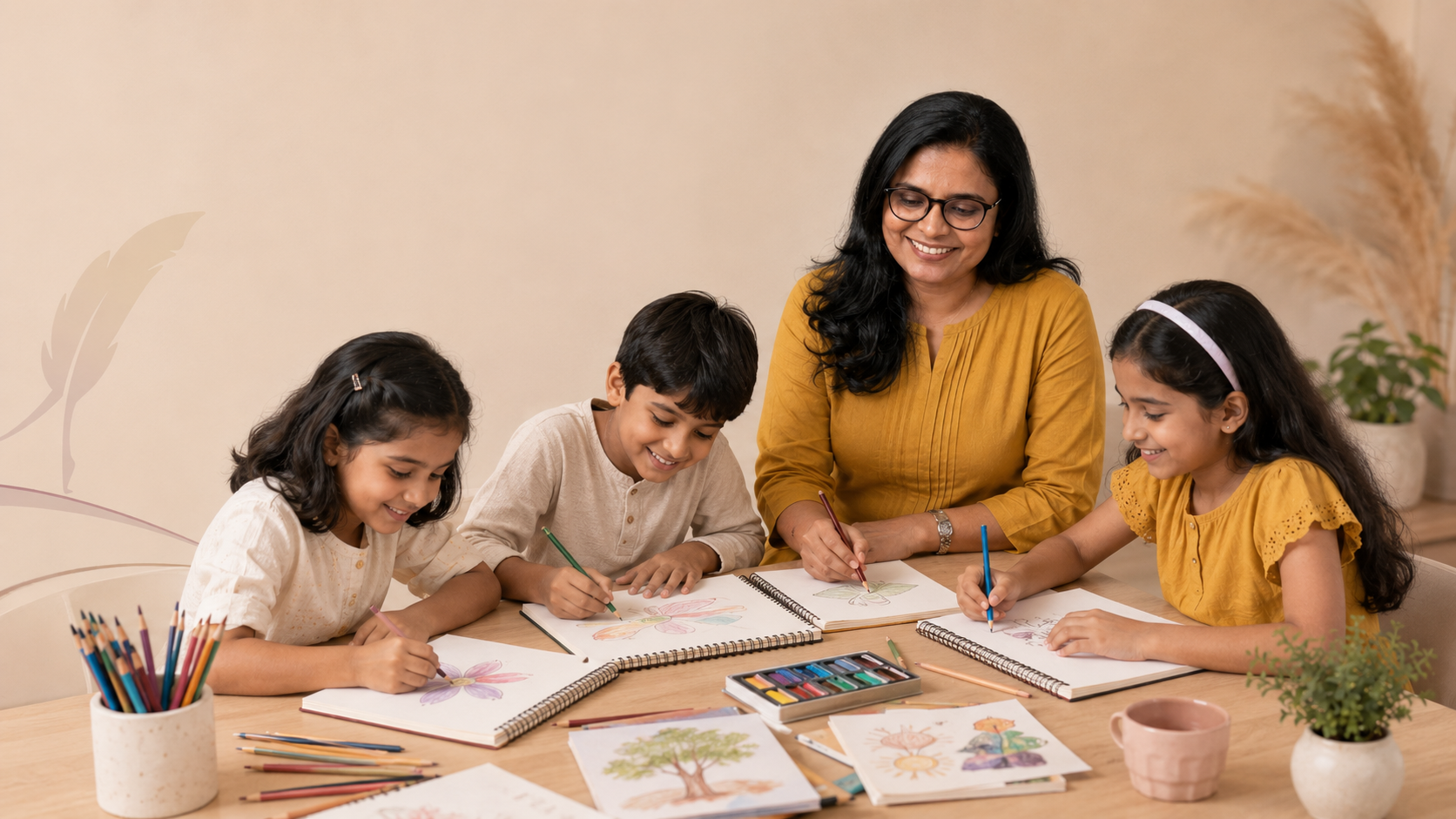 Children in a creative coaching session with Shaini Mol